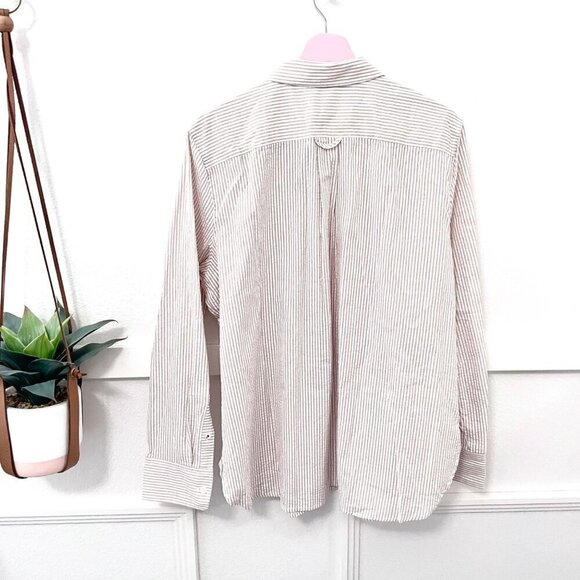 NWT J Crew Classic Fit Shirt in Seersucker Tan Taupe Long Sleeve Size 16 - Picture 9 of 9